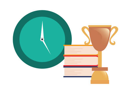 books trophy and clock online education school vector illustrationのイラスト素材