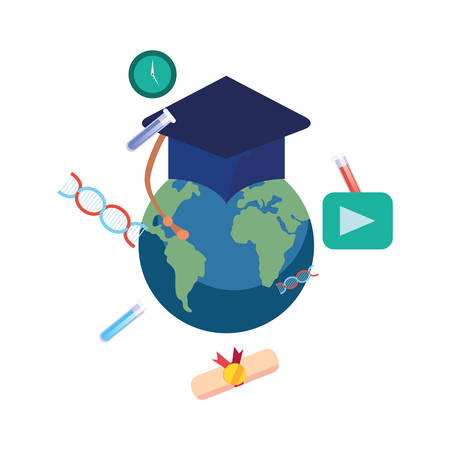 world graduation hat online education school vector illustrationのイラスト素材