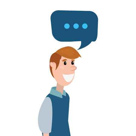 man portrait speech bubble white background vector illustrationのイラスト素材