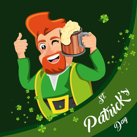 st patrick day with leprechaun and beer vector illustration designのイラスト素材