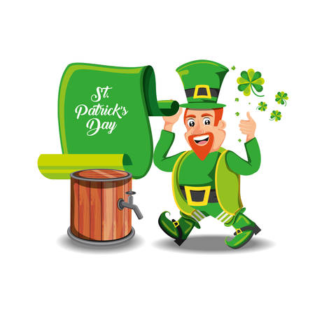 st patrick day with leprechaun and barrel iconのイラスト素材