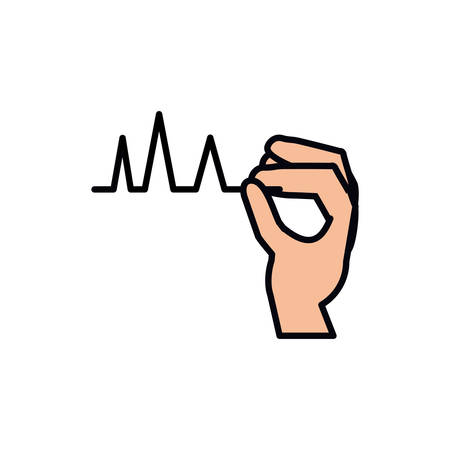 hand human with heart rate symbol vector illustration designのイラスト素材