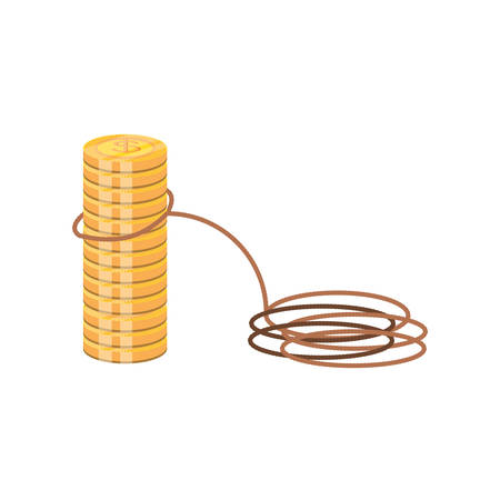 coin dollar with rope isolated icon vector illustration designのイラスト素材