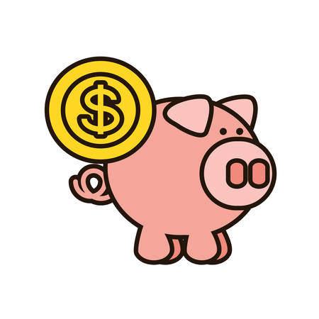 saving piggy with money coin vector illustration designのイラスト素材