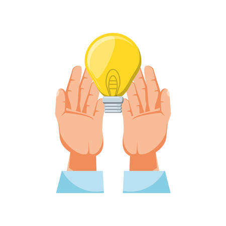 hands with light bulb isolated icon vector illustration designのイラスト素材