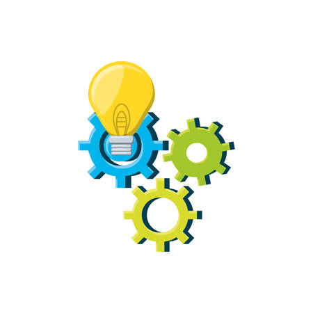 gears machine with light bulb vector illustration designのイラスト素材