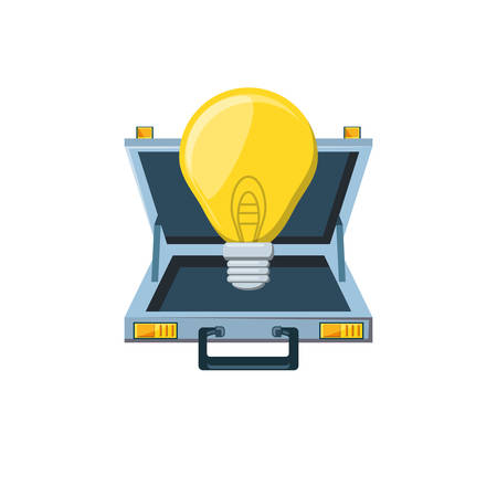 portfolio briefcase with light bulb vector illustration designのイラスト素材