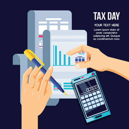 tax day with document and set icons vector illustration designのイラスト素材