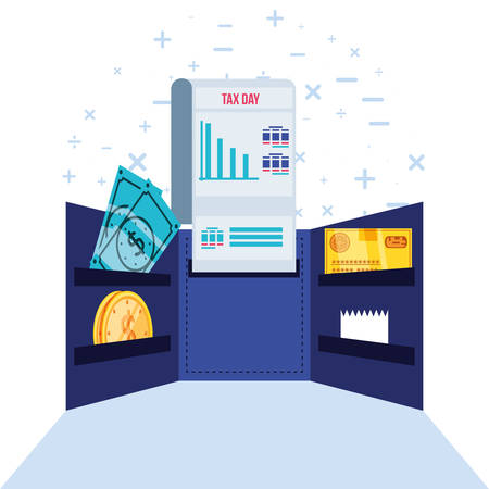 tax day with document and set icons vector illustration designのイラスト素材