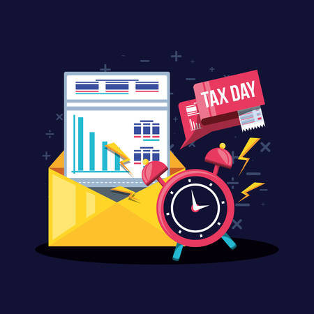 tax day with envelope mail and set icons vector illustration designのイラスト素材