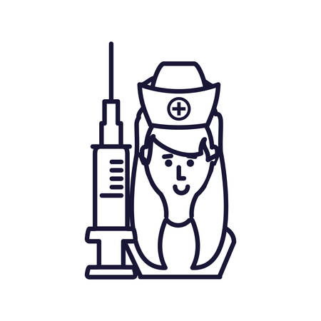 medical nurse with injection avatar character vector illustration designのイラスト素材