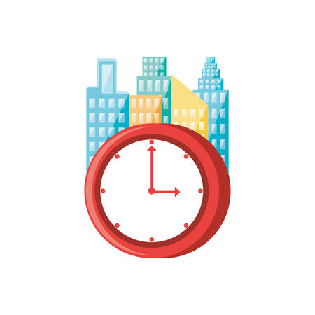 clock time with cityscape isolated icon vector illustration designのイラスト素材