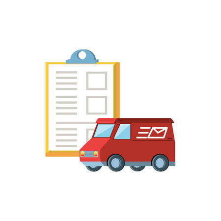 delivery service van with clipboard vector illustration designのイラスト素材