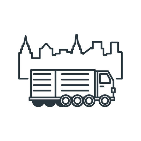 delivery service truck with cityscape vector illustration designのイラスト素材