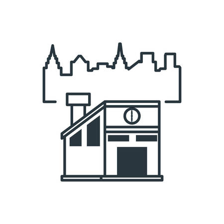 warehouse building with cityscape vector illustration designのイラスト素材
