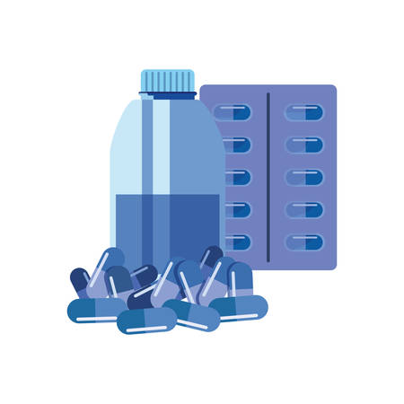bottle capsules packaging medicine vaccination vector illustrationのイラスト素材