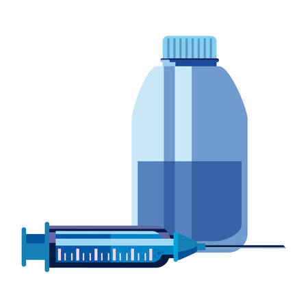 vaccination bottle and syringe supply vector illustrationのイラスト素材