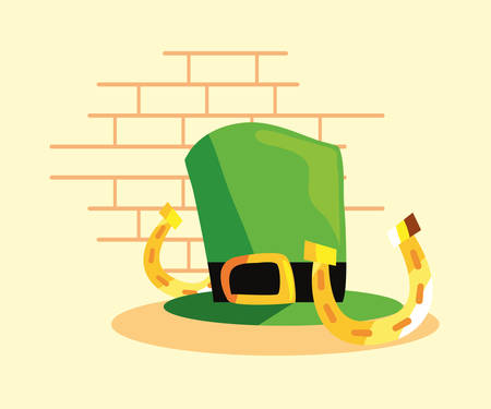 green hat horseshoes happy st patricks day vector illustrationのイラスト素材