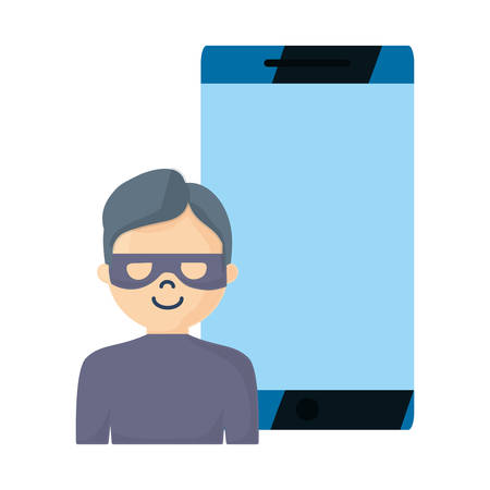 hacker phone data protection technology vector illustration designのイラスト素材