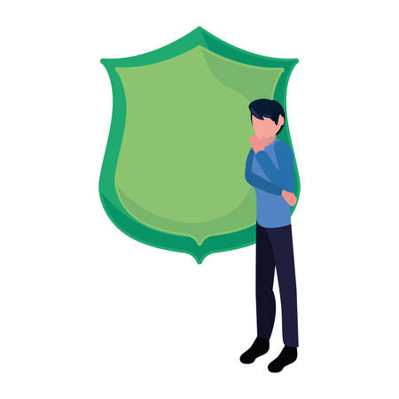 business man and shield protection vector illustration designのイラスト素材