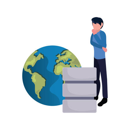 business man world database server vector illustration designのイラスト素材