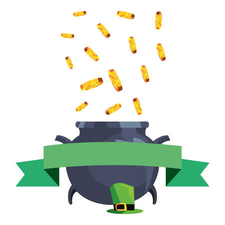 cauldron hat coins happy st patricks day vector illustrationのイラスト素材