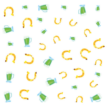 background green beers and horseshoes happy st patricks day vector illustrationのイラスト素材