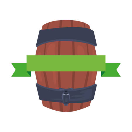 wooden barrel with tap and ribbon vector illustrationのイラスト素材