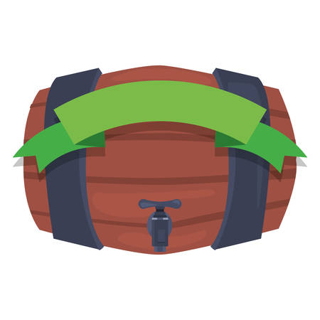 wooden barrel with tap and ribbon vector illustrationのイラスト素材