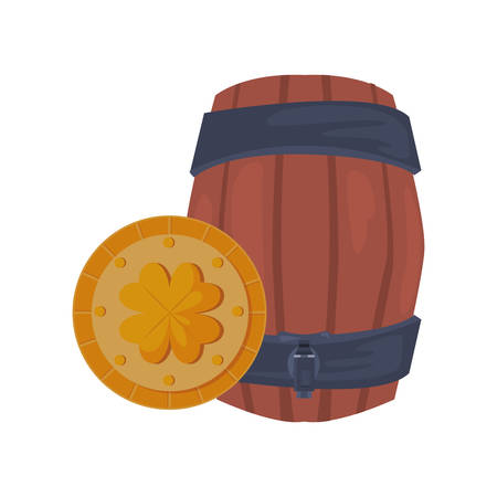 gold coin clover barrel st patricks day vector illustrationのイラスト素材