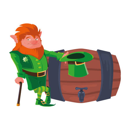 leprechaun with barrel st patricks day vector illustrationのイラスト素材