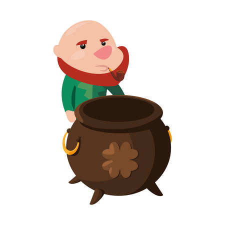 leprechaun and pot st patricks day vector illustrationのイラスト素材