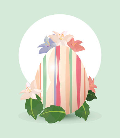floral egg decoration flowers happy easter card vector illustrationのイラスト素材