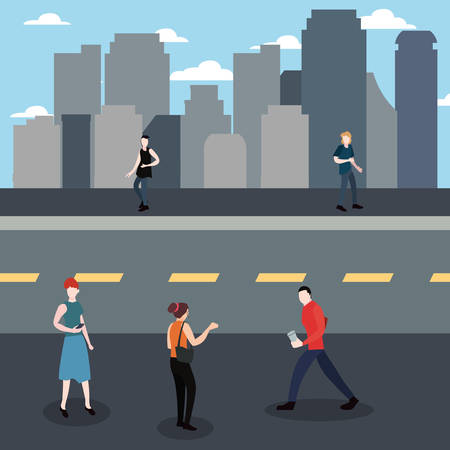 people activities in the city street vector illustrationのイラスト素材