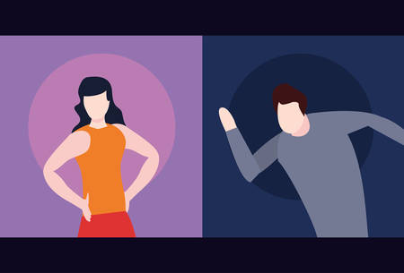 man and woman standing activities vector illustrationのイラスト素材