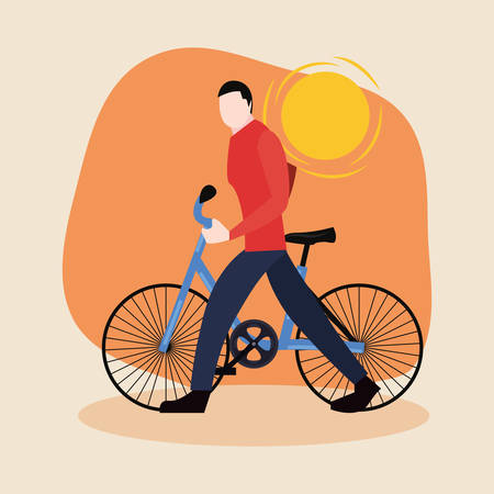 man with bicycle activities outdoors vector illustrationのイラスト素材