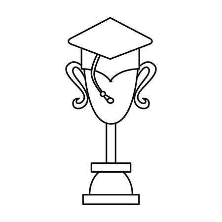 graduation hat trophy online education school vector illustrationのイラスト素材