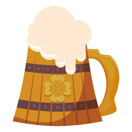 beer wooden jar with clover vector illustration designのイラスト素材