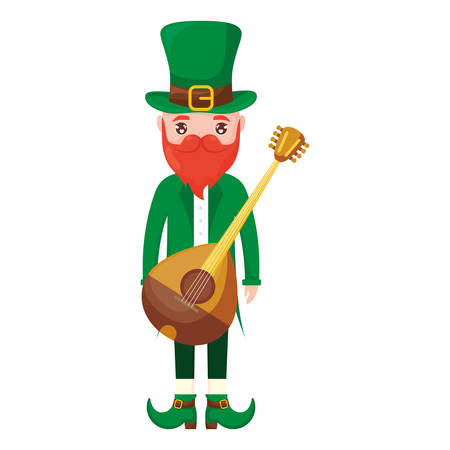 leprechaun saint patrick with mandolin vector illustration designのイラスト素材