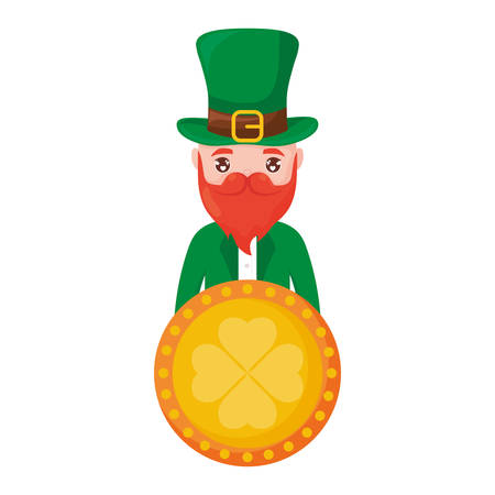coin with clover and irish leprechaun vector illustration designのイラスト素材