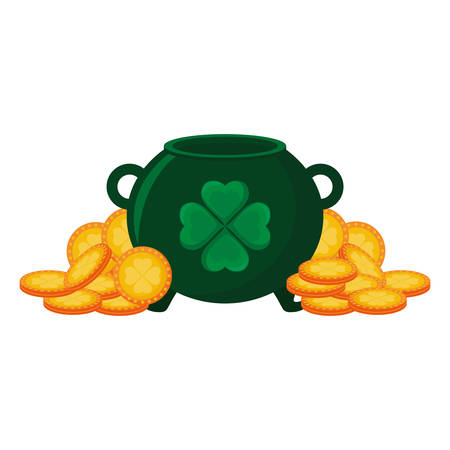 st patricks day card with cauldron and coins vector illustration designのイラスト素材
