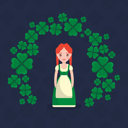 irish woman antique character vector illustration designのイラスト素材