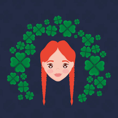 irish woman head character vector illustration designのイラスト素材