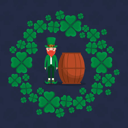 beer wooden barrel with ireland man vector illustration designのイラスト素材