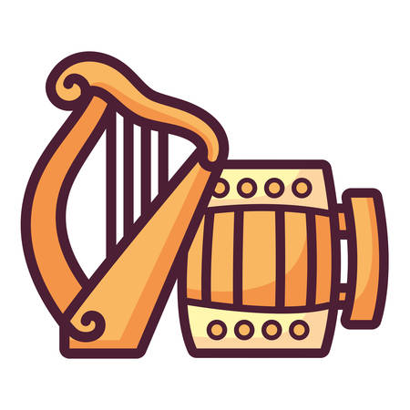 beer wooden jar with harp vector illustration designのイラスト素材