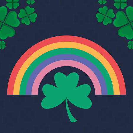 cute rainbow weather with clover icon vector illustration designのイラスト素材