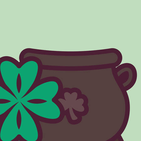 st patricks day cauldron with clover vector illustration designのイラスト素材