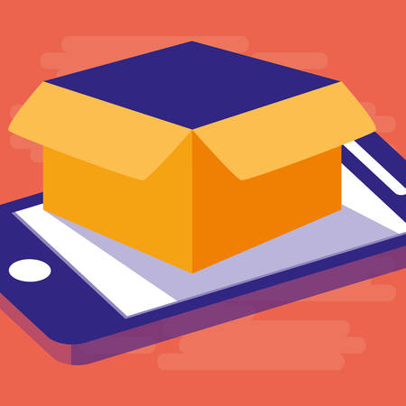 smartphone with box carton vector illustration designのイラスト素材