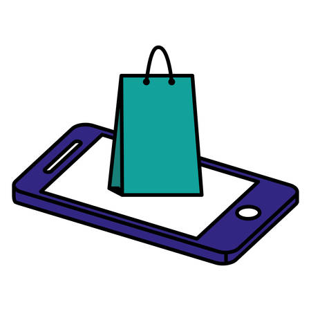 smartphone with shopping bag ecommerce vector illustration designのイラスト素材