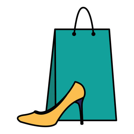 shopping bag with heel shoe vector illustration designのイラスト素材